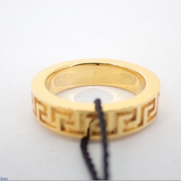 Versace Gold Greca Greek Key Ring Size 7.25 NEW w/ Box - Picture 2 of 3
